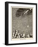 Spaceship from Earth Approaches the Rocky Surface of Venus-null-Framed Art Print