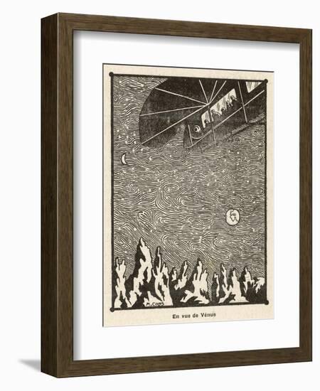 Spaceship from Earth Approaches the Rocky Surface of Venus-null-Framed Art Print