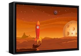 Spaceship-On-Martian-Landscape-Benchart-Framed Stretched Canvas