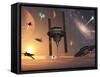 Spaceships Used by Different Alien Races are Scattered Throughout the Galaxy-Stocktrek Images-Framed Stretched Canvas