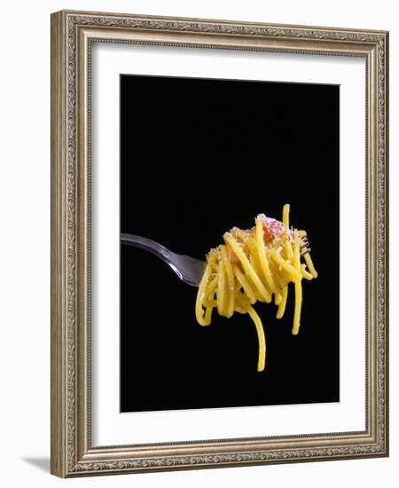 Spaghetti Alla Carbonara, Italian Pasta Dish Based on Eggs, Cheese, Bacon and Black Pepper, Italy-Nico Tondini-Framed Photographic Print