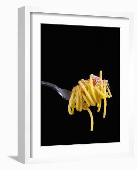 Spaghetti Alla Carbonara, Italian Pasta Dish Based on Eggs, Cheese, Bacon and Black Pepper, Italy-Nico Tondini-Framed Photographic Print