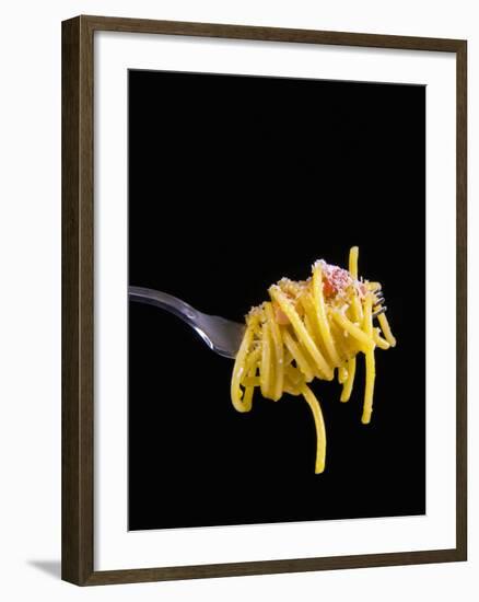 Spaghetti Alla Carbonara, Italian Pasta Dish Based on Eggs, Cheese, Bacon and Black Pepper, Italy-Nico Tondini-Framed Photographic Print