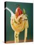 Spaghetti with Cherry Tomato on Fork-null-Stretched Canvas