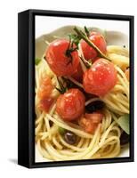 Spaghetti with Cherry Tomatoes and Olives-null-Framed Stretched Canvas
