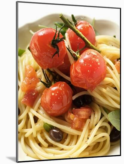 Spaghetti with Cherry Tomatoes and Olives-null-Mounted Photographic Print