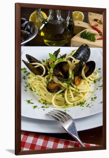 Spaghetti with Mussels (Mytilus Galloprovincialis), Cuisine-Nico Tondini-Framed Photographic Print