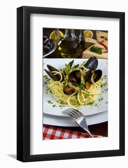 Spaghetti with Mussels (Mytilus Galloprovincialis), Cuisine-Nico Tondini-Framed Photographic Print