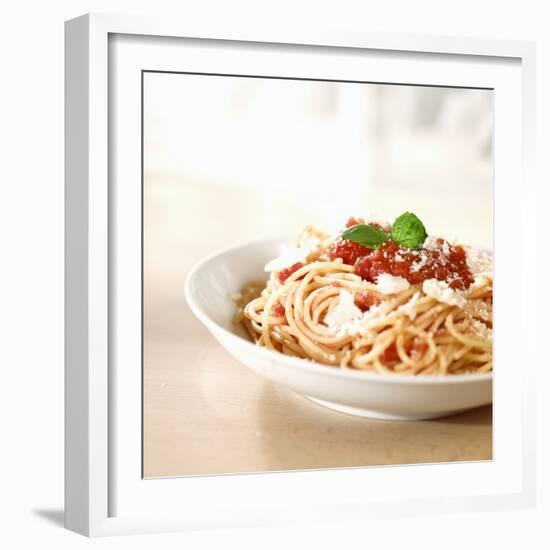 Spaghetti with Tomato Sauce and Parmigiano-null-Framed Photographic Print