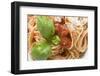 Spaghetti with Tomato Sauce, Basil and Parmesan (Close-Up)-Foodcollection-Framed Photographic Print