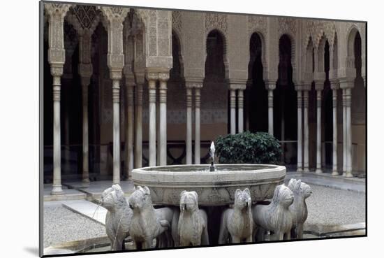 Spain, Andalucia, Granada, Alhambra, Palace of the Lions, Courtyard with Fountain-null-Mounted Giclee Print