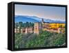 Spain, Andalucia, Granada Province, Granada, Alhambra Palace and Sierra Nevada Mountains-Alan Copson-Framed Stretched Canvas