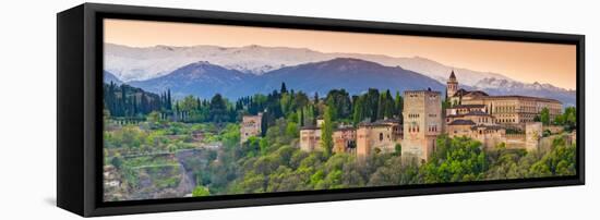 Spain, Andalucia, Granada Province, Granada, Alhambra Palace and Sierra Nevada Mountains-Alan Copson-Framed Stretched Canvas