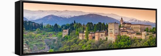 Spain, Andalucia, Granada Province, Granada, Alhambra Palace and Sierra Nevada Mountains-Alan Copson-Framed Stretched Canvas