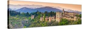 Spain, Andalucia, Granada Province, Granada, Alhambra Palace and Sierra Nevada Mountains-Alan Copson-Stretched Canvas