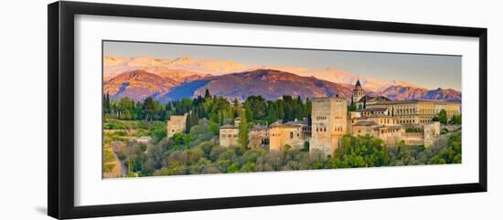 Spain, Andalucia, Granada Province, Granada, Alhambra Palace and Sierra Nevada Mountains-Alan Copson-Framed Photographic Print