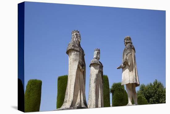 Spain, Andalusia, Cordoba, Alcazar of Cordoba, Columbus with Ferdinand and Isabella, Statue-Samuel Magal-Stretched Canvas