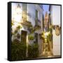 Spain, Andalusia, Cordoba. Calleja De Las Flores (Street of the Flowers) in the Old Town, at Dusk-Matteo Colombo-Framed Stretched Canvas