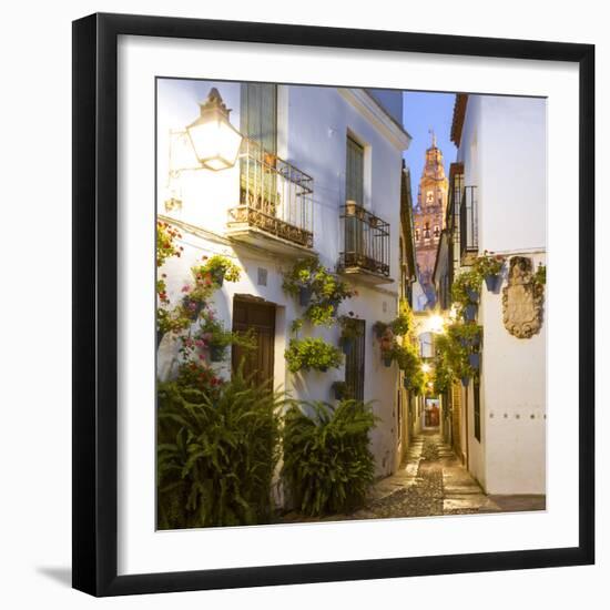 Spain, Andalusia, Cordoba. Calleja De Las Flores (Street of the Flowers) in the Old Town, at Dusk-Matteo Colombo-Framed Premium Photographic Print