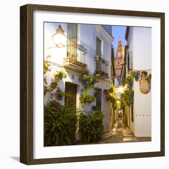 Spain, Andalusia, Cordoba. Calleja De Las Flores (Street of the Flowers) in the Old Town, at Dusk-Matteo Colombo-Framed Photographic Print