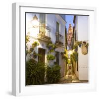 Spain, Andalusia, Cordoba. Calleja De Las Flores (Street of the Flowers) in the Old Town, at Dusk-Matteo Colombo-Framed Photographic Print