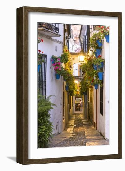 Spain, Andalusia, Cordoba. Calleja De Las Flores (Street of the Flowers) in the Old Town, at Dusk-Matteo Colombo-Framed Photographic Print