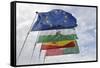Spain, Andalusia, Granada. Flags on the Vela Tower, the Alhambra-Kevin Oke-Framed Stretched Canvas