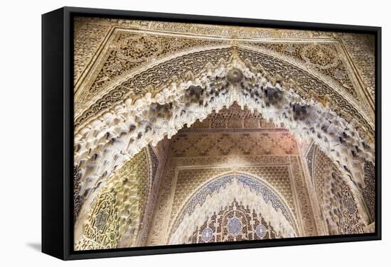 Spain, Andalusia, Granada. the Alhambra. Ornate Arches Inside the Alhambra-Matteo Colombo-Framed Stretched Canvas