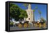 Spain, Andalusia, Seville, Arabian Tower, Torre Del Oro, Horse-Drawn Carriages-Chris Seba-Framed Stretched Canvas