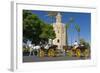 Spain, Andalusia, Seville, Arabian Tower, Torre Del Oro, Horse-Drawn Carriages-Chris Seba-Framed Photographic Print