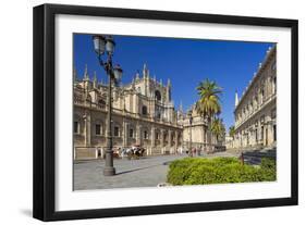 Spain, Andalusia, Seville, Cathedral, Street, Horse-Drawn Carriage-Chris Seba-Framed Premium Photographic Print
