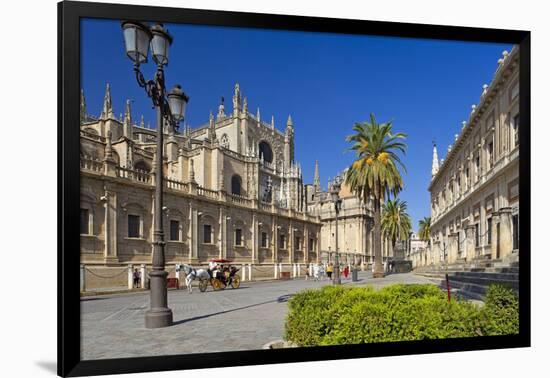 Spain, Andalusia, Seville, Cathedral, Street, Horse-Drawn Carriage-Chris Seba-Framed Photographic Print