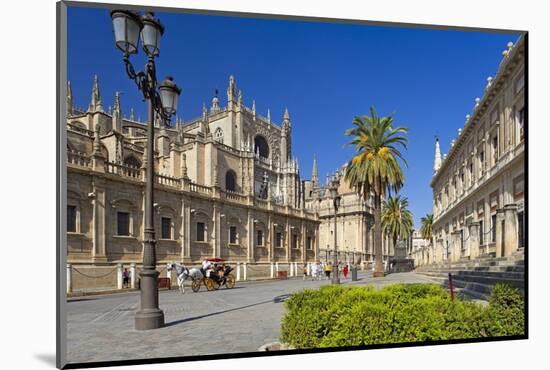 Spain, Andalusia, Seville, Cathedral, Street, Horse-Drawn Carriage-Chris Seba-Mounted Photographic Print