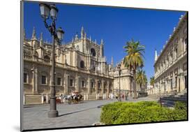Spain, Andalusia, Seville, Cathedral, Street, Horse-Drawn Carriage-Chris Seba-Mounted Photographic Print