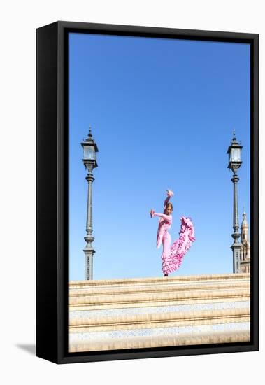 Spain, Andalusia, Seville. Flamenco Dancer Performing in Plaza De Espana-Matteo Colombo-Framed Stretched Canvas