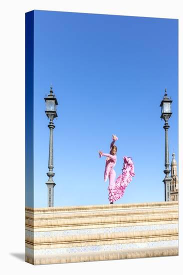 Spain, Andalusia, Seville. Flamenco Dancer Performing in Plaza De Espana-Matteo Colombo-Stretched Canvas