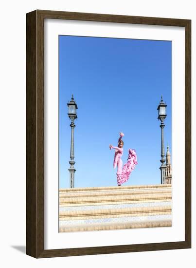 Spain, Andalusia, Seville. Flamenco Dancer Performing in Plaza De Espana-Matteo Colombo-Framed Photographic Print