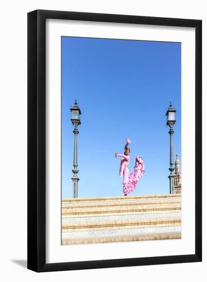 Spain, Andalusia, Seville. Flamenco Dancer Performing in Plaza De Espana-Matteo Colombo-Framed Photographic Print