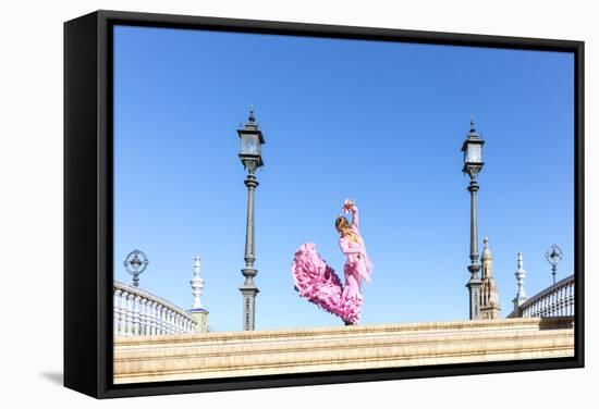Spain, Andalusia, Seville. Flamenco Dancer Performing in Plaza De Espana-Matteo Colombo-Framed Stretched Canvas