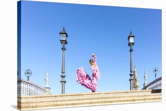 Spain, Andalusia, Seville. Flamenco Dancer Performing in Plaza De Espana-Matteo Colombo-Stretched Canvas