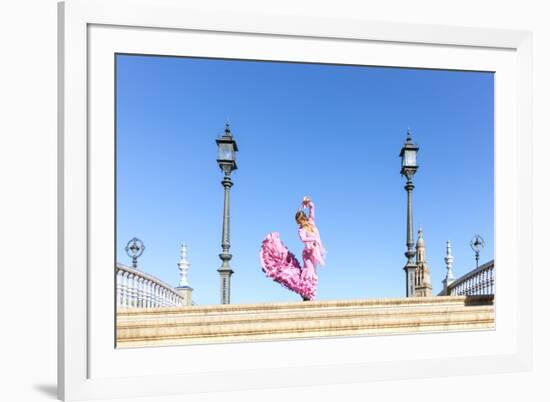 Spain, Andalusia, Seville. Flamenco Dancer Performing in Plaza De Espana-Matteo Colombo-Framed Photographic Print