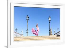 Spain, Andalusia, Seville. Flamenco Dancer Performing in Plaza De Espana-Matteo Colombo-Framed Photographic Print