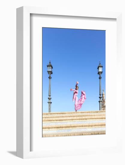 Spain, Andalusia, Seville. Flamenco Dancer Performing in Plaza De Espana-Matteo Colombo-Framed Photographic Print