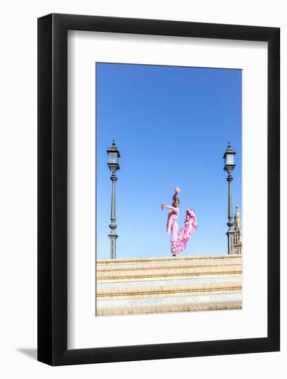 Spain, Andalusia, Seville. Flamenco Dancer Performing in Plaza De Espana-Matteo Colombo-Framed Premium Photographic Print