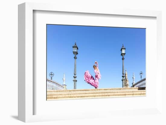 Spain, Andalusia, Seville. Flamenco Dancer Performing in Plaza De Espana-Matteo Colombo-Framed Photographic Print