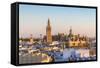 Spain, Andalusia, Seville. High Angle View of the Cathedral with the Giralda Tower-Matteo Colombo-Framed Stretched Canvas