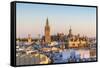 Spain, Andalusia, Seville. High Angle View of the Cathedral with the Giralda Tower-Matteo Colombo-Framed Stretched Canvas