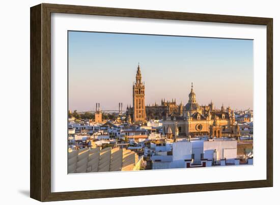 Spain, Andalusia, Seville. High Angle View of the Cathedral with the Giralda Tower-Matteo Colombo-Framed Photographic Print