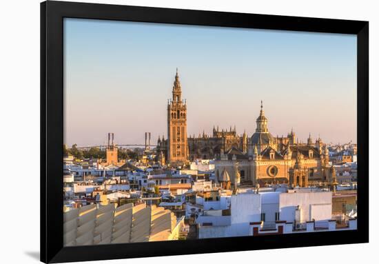 Spain, Andalusia, Seville. High Angle View of the Cathedral with the Giralda Tower-Matteo Colombo-Framed Photographic Print