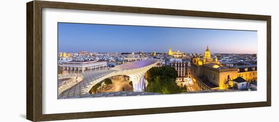 Spain, Andalusia, Seville. Metropol Parasol Structure and City at Dusk-Matteo Colombo-Framed Photographic Print